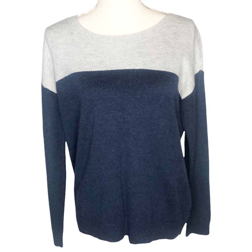 Joie Color Block Wool Cashmere Grey Blue Sweater S